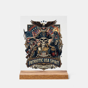 Patriotischer Kolonial-Schädel-Kommandant Dunkler Acrylschild