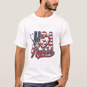 Patriotischer Krankenpfleger USA Herz Stethoskop-S T-Shirt