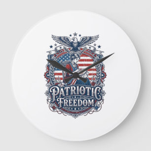 Patriotischer Kreuzstich-Vektor-Grafik-T-Shirt_1 Große Wanduhr