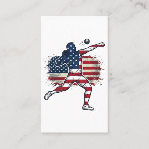 Patriotischer Kugelstoßer Athlet Vintage Gravur De Visitenkarte