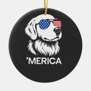 Patriotischer Labrador Amerikanische Flagge Fourth Keramik Ornament