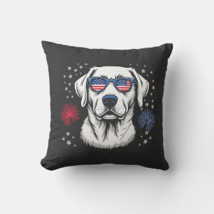 Patriotischer Labrador mit USA-Shades Kissen
