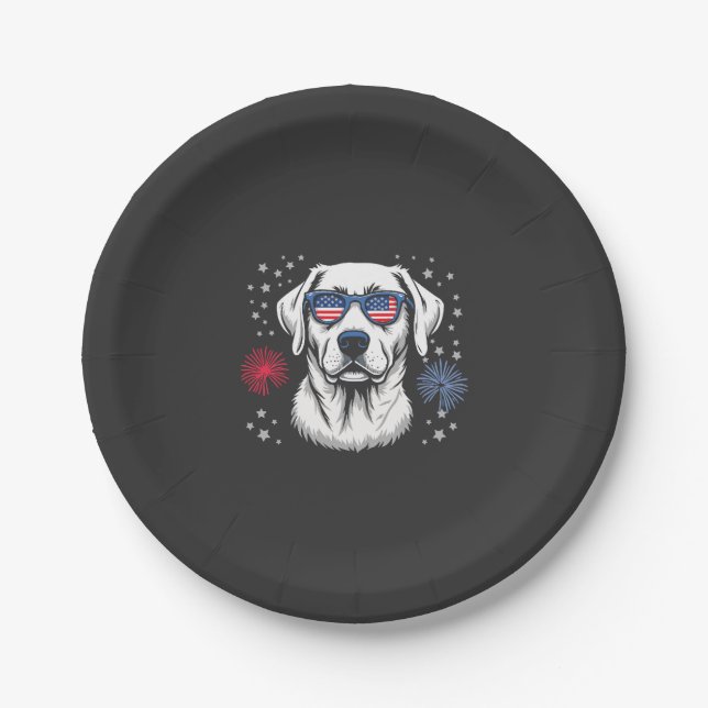 Patriotischer Labrador mit USA-Shades Pappteller (Vorderseite)