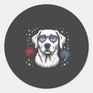 Patriotischer Labrador mit USA-Shades Runder Aufkleber