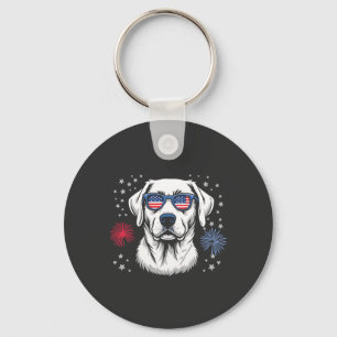 Patriotischer Labrador mit USA-Shades Schlüsselanhänger