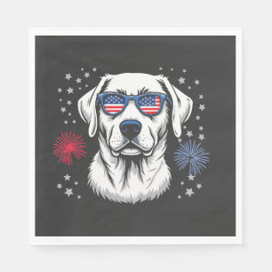 Patriotischer Labrador mit USA-Sonnenbrille Serviette