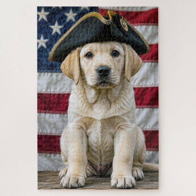 Patriotischer Labrador Retriever mit Dreispitz (Vertikal)