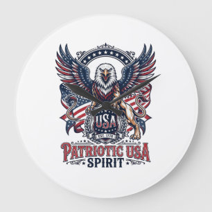 Patriotischer Löwe Adler Wächter Tier Hybrid Patri Große Wanduhr