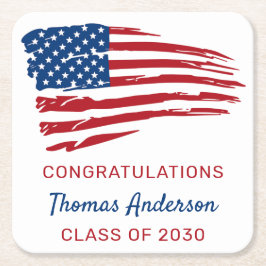 Patriotischer militärischer Abschluss unter amerik Rechteckiger Pappuntersetzer