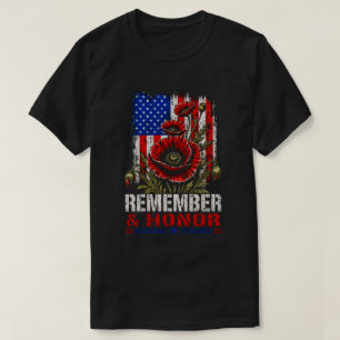 Patriotischer Mohn Amerikanische Flagge - Erinnern T-Shirt