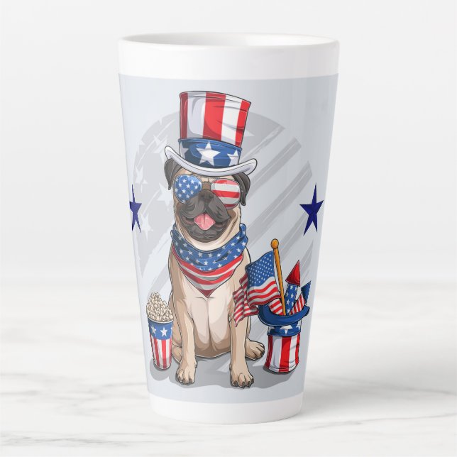 Patriotischer Mops 4. Juli Milchtasse (Vorderseite)