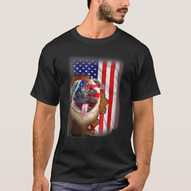 Patriotischer Mops T-Shirt (Vorderseite)