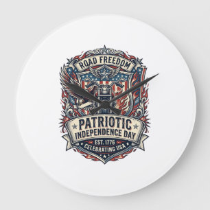 Patriotischer Motor Patriot Biker Road Freiheit Pa Große Wanduhr