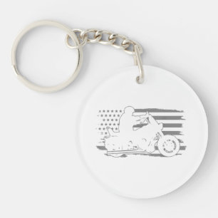 Patriotischer Motorrad-Vintage-Amerikanischer-Flag Schlüsselanhänger