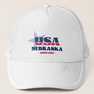 Patriotischer Nebraska-Typografie-Truckerhut Truckerkappe