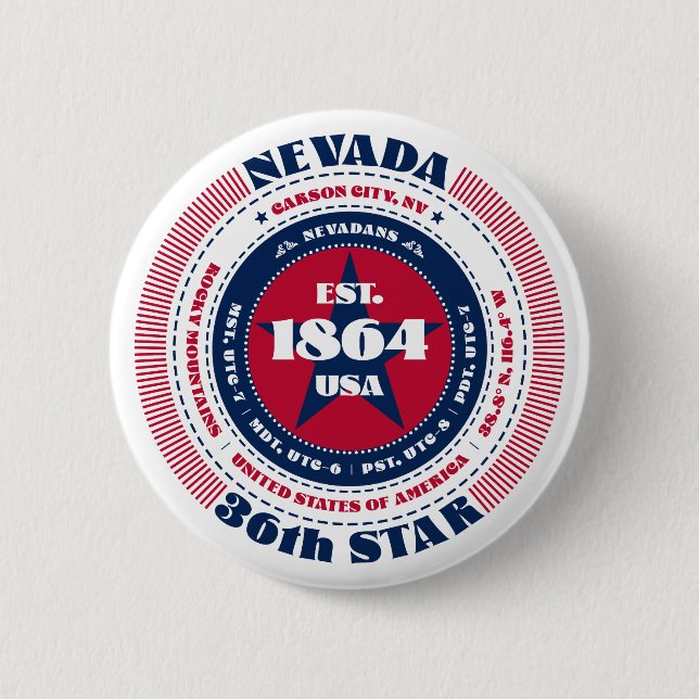 Patriotischer Nevada-Kreis mit Staat-Details Button (Vorderseite)