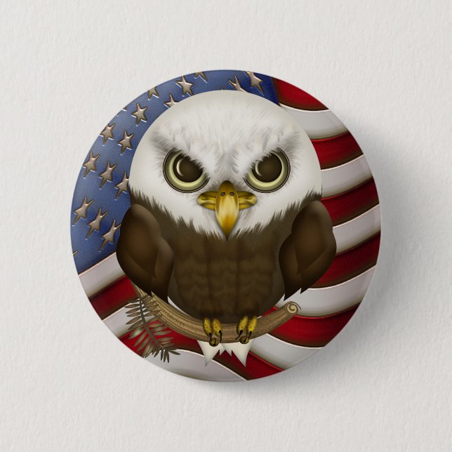 Patriotischer niedlicher kahler Adler und Button (Vorderseite)