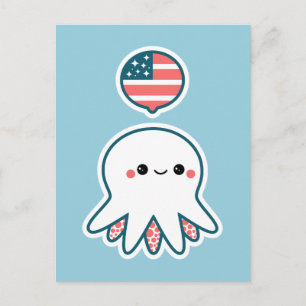 Patriotischer Oktopus Postkarte