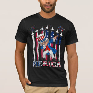 Patriotischer Onkel Sam Dabbing 4. Juli T-Shirt
