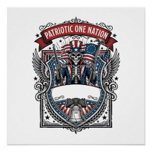 Patriotischer Onkel Sam Skelett Dunkler Patriot Sk Poster