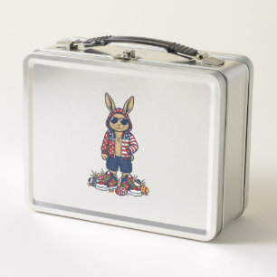 Patriotischer Osterhase Vintage Vektor T-Shirt_1 Metall Brotdose