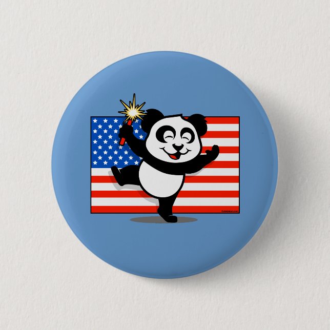 Patriotischer Panda mit amerikanischer Flagge Button (Vorderseite)