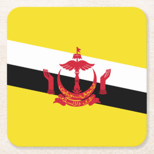 Patriotischer Papieruntersetzer mit Brunei-Flagge Rechteckiger Pappuntersetzer