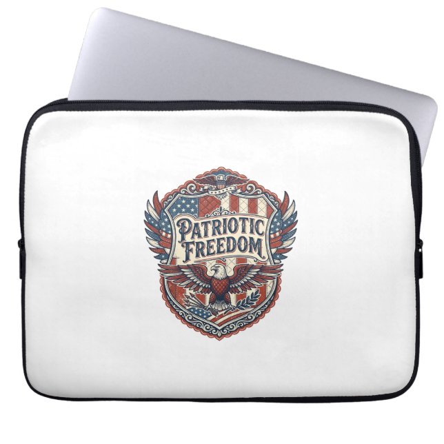 Patriotischer Patchwork-Künstler Laptopschutzhülle (Vorderseite)