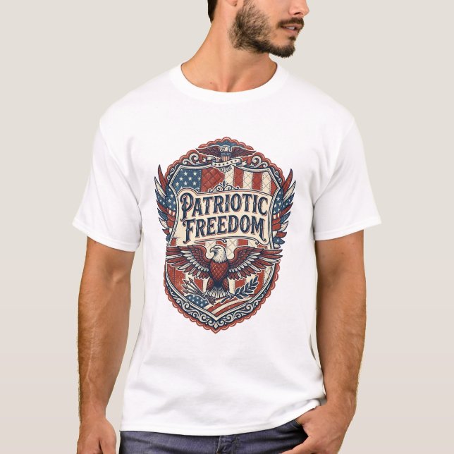 Patriotischer Patchwork-Künstler T-Shirt (Vorderseite)