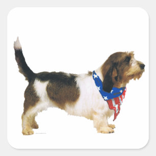 Patriotischer Petit Basset Griffon Vendeen Quadratischer Aufkleber