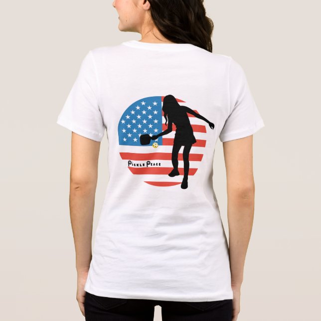 Patriotischer Pickleball-T - Shirt der Frauen von  (Rückseite)