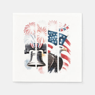 Patriotischer Pinselstrich - Feuerwerk, Flagge, Ad Serviette