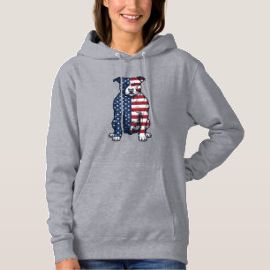 Patriotischer Pit Bull Vintage Gravur Vektor Desig Hoodie