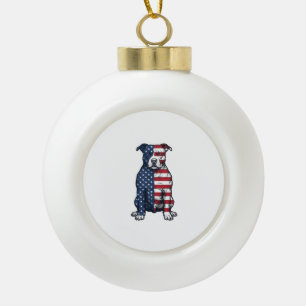 Patriotischer Pit Bull Vintage Gravur Vektor Desig Keramik Kugel-Ornament