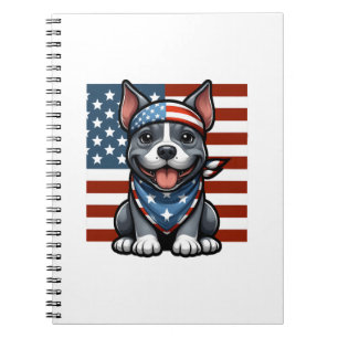 Patriotischer Pitbull Amerikanische Flagge 4. Juli Notizblock