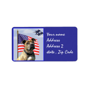 Patriotischer pitbull Hund Adressaufkleber