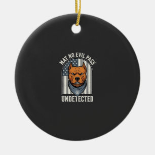 Patriotischer Pitbull-Wachhund Keramik Ornament