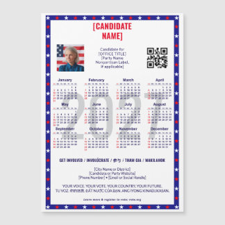 Patriotischer politischer Wahl-QR-Code-Kalender 20 Magnetkarte