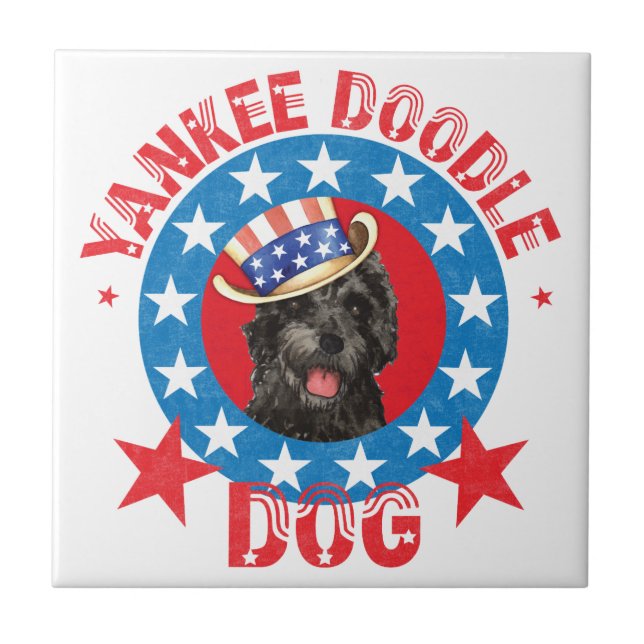 Patriotischer Portugiesischer Wasserhund Fliese (Vorderseite)