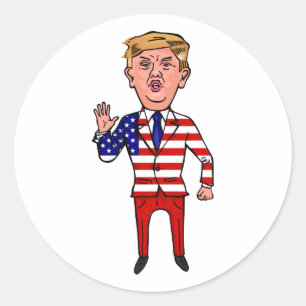 Patriotischer Präsident Donald Trump Funny Cartoo Runder Aufkleber