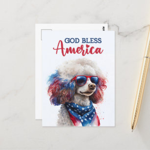 Patriotischer Pudel, Gott segne Amerika Postkarte