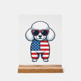 Patriotischer Pudel mit Sonnenbrille Vektor Design Acrylschild