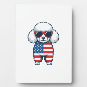 Patriotischer Pudel mit Sonnenbrille Vektor Design Fotoplatte