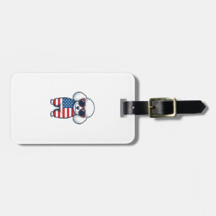 Patriotischer Pudel mit Sonnenbrille Vektor Design Gepäckanhänger