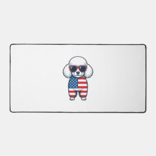 Patriotischer Pudel mit Sonnenbrille Vektor Design Schreibtischunterlage