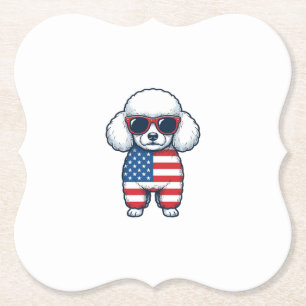 Patriotischer Pudel mit Sonnenbrille Vektor Design Untersetzer