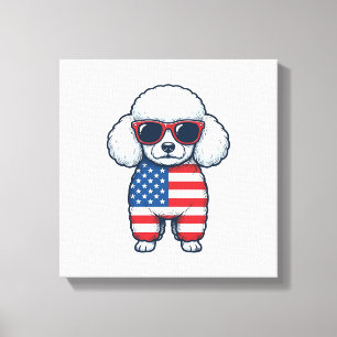 Patriotischer Pudel mit Sonnenbrille Vektordesign_ Leinwanddruck