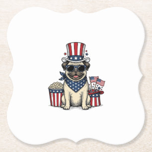 Patriotischer Pug Vintage Gravur Hund-Shirt Design Untersetzer