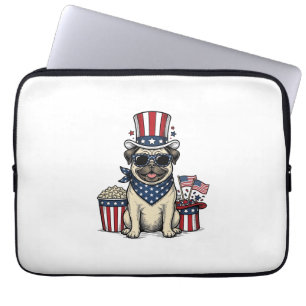 Patriotischer Pug Vintage Gravur Hundeshirt Design Laptopschutzhülle