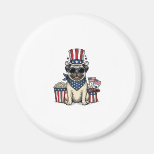 Patriotischer Pug Vintage Gravur Hundeshirt Design Magnet